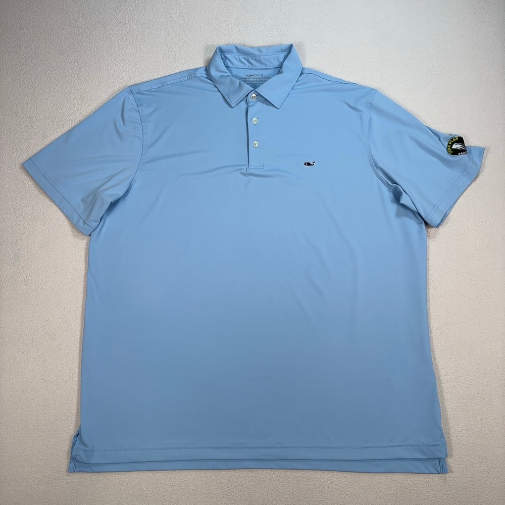 Vineyard Vines On The Go Sankaty Polo Men's XL Blue Fore Play Golf Barstool Logo
